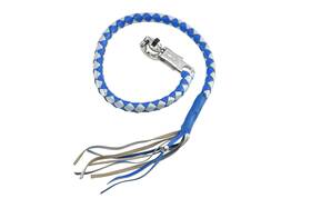 Gbw21-11s Dream Apparel Blue And Silver Motorcycle Biker Skulls Leather Get Back Whip 36 Inch Inches Long