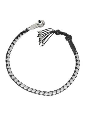 Gbw22-h36 Dream Apparel 36 Inch Black &silver Leather Hand Braided Motorcycle Get Back Whip With Skulls And Fist