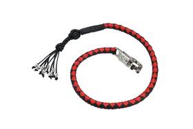 Gbw6-h36 Dream Apparel 36 Inch Black And Red Leather Hand Braided Motorcycle Get Back Whip With Skulls