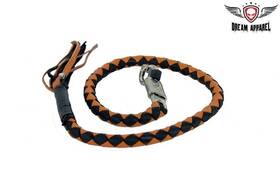 Gbw9-11-t1 Dream Apparel Black/orange Motorcycle Biker Leather Get Back Whip 2 Inch Fat And 42 In Long