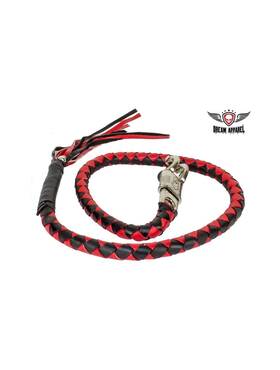 Pk-gbw6-11 Dream Apparel 36 Inch Black Red Leather Braided Fringed Beautifull Motorcycle Get Back Whip