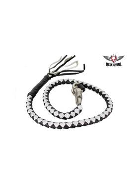 Dream Apparel Pk-gbw9-11 36 Inch Black White Leather Braided Fringed Beautifull Motorcycle Get Back Whip