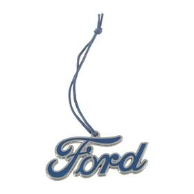 Fd202195-silv-osfm Ford Script Logo Metal Enamel Ornament Silver