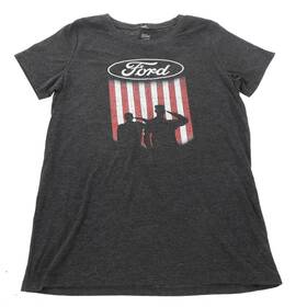 Fd203551xl Ford Proud To Honor Shield Flag Salute Womens T-shirt Gray Xl