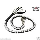 Gbw7-11-t1 Bikers Dream Fat Motorcycle Get Back Whip White Black Leather