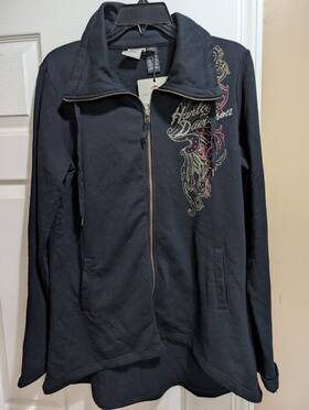 96123-13vw-000s Harley Davidson Womens Black Zip-up Sweatshirt Xl