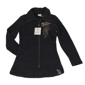 96123-13vw-002s Harley Davidson Womens Black Zip-up Sweatshirt Extra Small