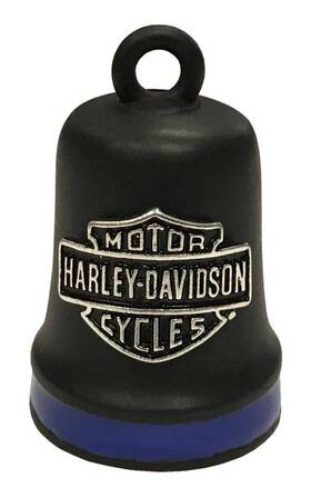 Hrb096 Harley-davidson Bar And Shield Ride Bell Matte Black With Blue Stripe