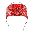 Hbf106 Zan Headgear Cotton Fleece Lined Headband Red Paisley
