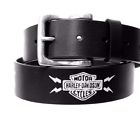 Hdmbt11032-blk Genuine Mens Willie Thunder Black Leather Belt Waist