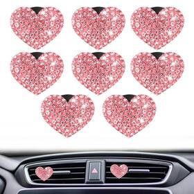 Hjzhii 5400lbyk1046 8pcs Bling Heart Air Vent Clips Pink Charms 1 Count Pack Of 8