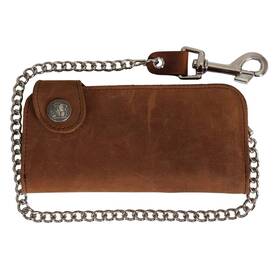 Wla3002-brown-6 Hot Leathers Wla3002 Brown Buffalo Nickel Snap Bi-fold Wallet With Chain
