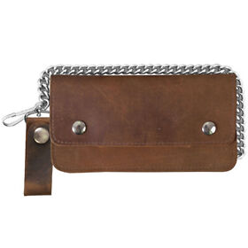 Wlc2008-distressed-brown-8 Hot Leathers Wlc2008 Distressed Brown Bi-fold Leather Wallet With Chain