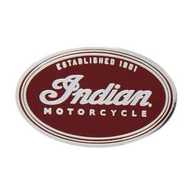 2833390 Indian Motorcycle Red And White Established Since 1901 Oval Metal Pin