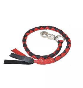 2053 Iron Braid Get Back Whip Genuine Leather Motorcycle 36 Inch Long Red And Black
