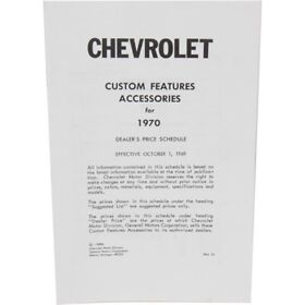 92618439 Jim Osborn 70-al 1970 Chevy Nova Accessory Price List