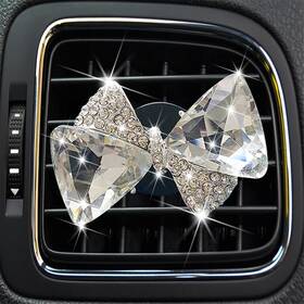 Jowxsx Xb-w7r3-qcnm Maxtech Bling Crystal Bow-knot Vent Clips 1 Count Pack Of Silver