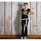 K016-3508-bk Kawasaki Kawi Girl Zebra Yoga Pants Black Womens