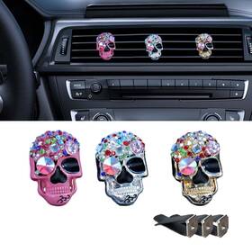 Lainloy Lainloy-lnoy-304 3pcs Bling Skull Car Air Condition Vent Clip Colorful White/pink/gold
