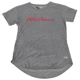 R159d7 Maserati Genuine Alfa Romeo Sportiqe Ladie Sm Gray Short Sleeve T-shirt Red Script