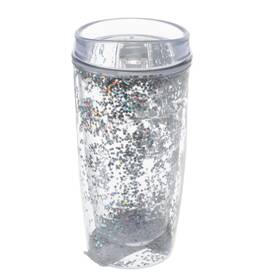1445260-00 Mercedes 18oz Silver Confetti Tumbler Clear