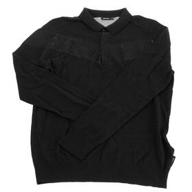 Mbm-031-bk-md Mercedes Amg Mens Black Polo Long Sleeve Medium