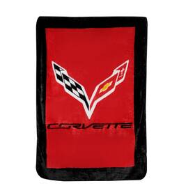 604791 Mid America Motorworks 2014-2019 C7 Corvette Red And Black Throw Blanket 63x86 Logo Bedspread