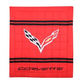 604793 Mid America Motorworks 2014-2019 C7 Corvette Full Reversible Black And Red Comforter 90x80 Logo
