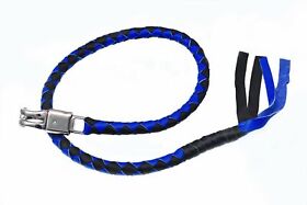 Tn-2300 Motorcycle Genuine Leather Get Back Blue And Black Whip 42inch Long 7510