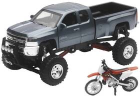 Ss-54426 New Ray Toys 1 32 Scale Chevy Silverado 4x4 With For Honda Dirt Bike