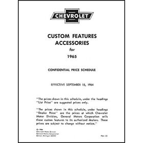 92614880 Oer L1965a 1965 Chevrolet Nova New Car Accessory Price List