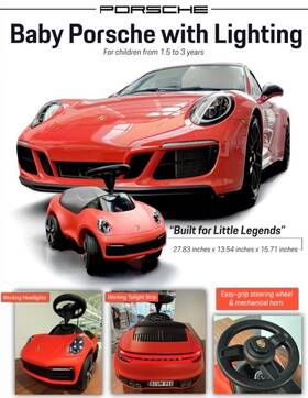 Wap0400050lbbp Porsche Official 911 Type 992 Baby Ride-on Car Lava Orange With Lights And Horn