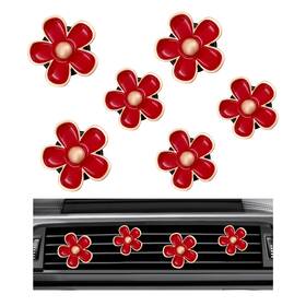 Povtii Povtii-2123ca 6pcs Car Air Vent Clip Daisy Flower Auto 1 Count Pack Of 6 Red