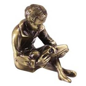 9134060 Speedway Motors Small Bronze Boy With Toy Racer Statue Sculpture Paperweight