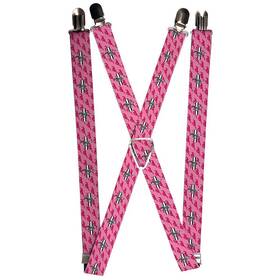 Bd-sp-wfm010 Stangstuff Suspenders - Pink Mustang Tri-bar Logo New Ships Worldwide And Free To The Usa