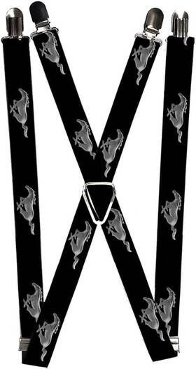 Bd-sp-wfm028 Stangstuff Mustang Silver Running Horse Suspenders 1 Inch Wide Fully Adjustable Plus Free Ship