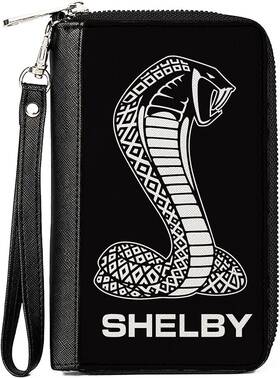 Bd-wwmn-08-csac Stangstuff Zip Around Wallet - Shelby Super Snake Tiffany Logo Black/white Free Shipping