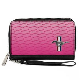 Bd-wwmn-08-fmbc Stangstuff Zip Around Wallet - Mustang Tri-bar Logo In Pink New Ford Licensed Free Ship