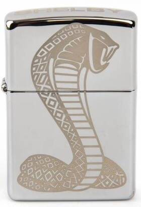 Zip0003-chm Stangstuff Zippo - Shelby Gold Cobra Snake Engraved Lighter Chrome Free Shipping To Usa