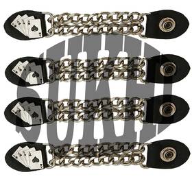 205320 Sukhi Aces Leather Vest Extender 4 Pcs Set Motorcycle Biker Chain Handmade Usa