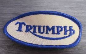 Tbs-9556 The Bonneville Shop Triumph Motorcycles Oval Logo Embroidered Patch Blue And White