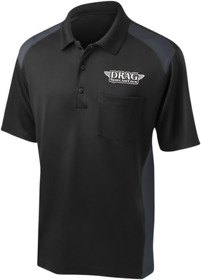 Drh30cs416bchxl Throttle Threads Drag Specialties Polo Shirt Xl Black Charcoal
