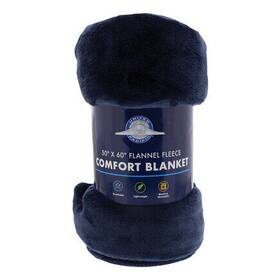 99113 United Pacific Comfort Blanket 50 Inch X 60 Flannel Fleece Navy Blue