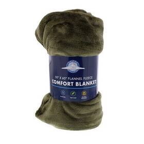 99116 United Pacific Comfort Blanket 50 Inch X 60 Flannel Fleece Olive Green