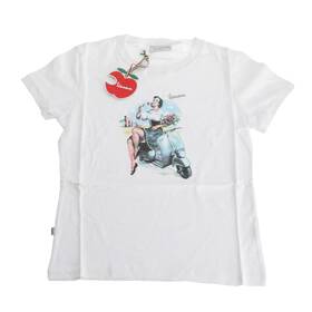 605213m04f Vespa Pin-up Flower Lady T-shirt White Large