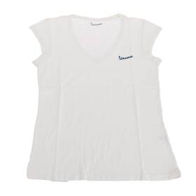 605719m04w Vespa Womens V-neck T-shirt White Large