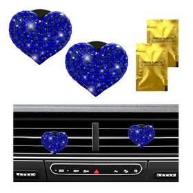 Wevdn Wevdn-3232bc 2 Pcs Bling Car Air Vent Clip Crystal Heart Blue Multicolor