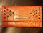 Womens Wallet Orange Leather Crocodile Stamped New Applicable