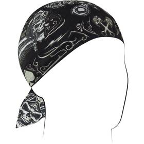 Z712 Zan Headgear Flydanna Headwrap Biker Skull Osfm Black