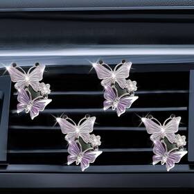 Zimisi-zms-177 Zimisi Car Vent Clip Dual Butterfly Air 1.92 X 1.45 Inch 4pcs/purple